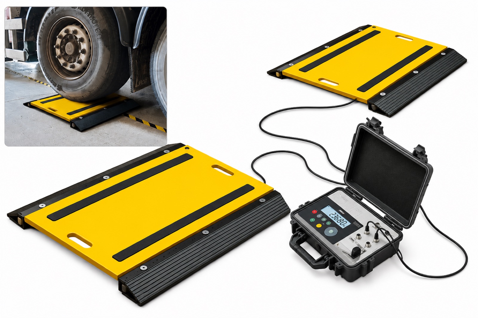 Single axle weighing pad under a truck wheel