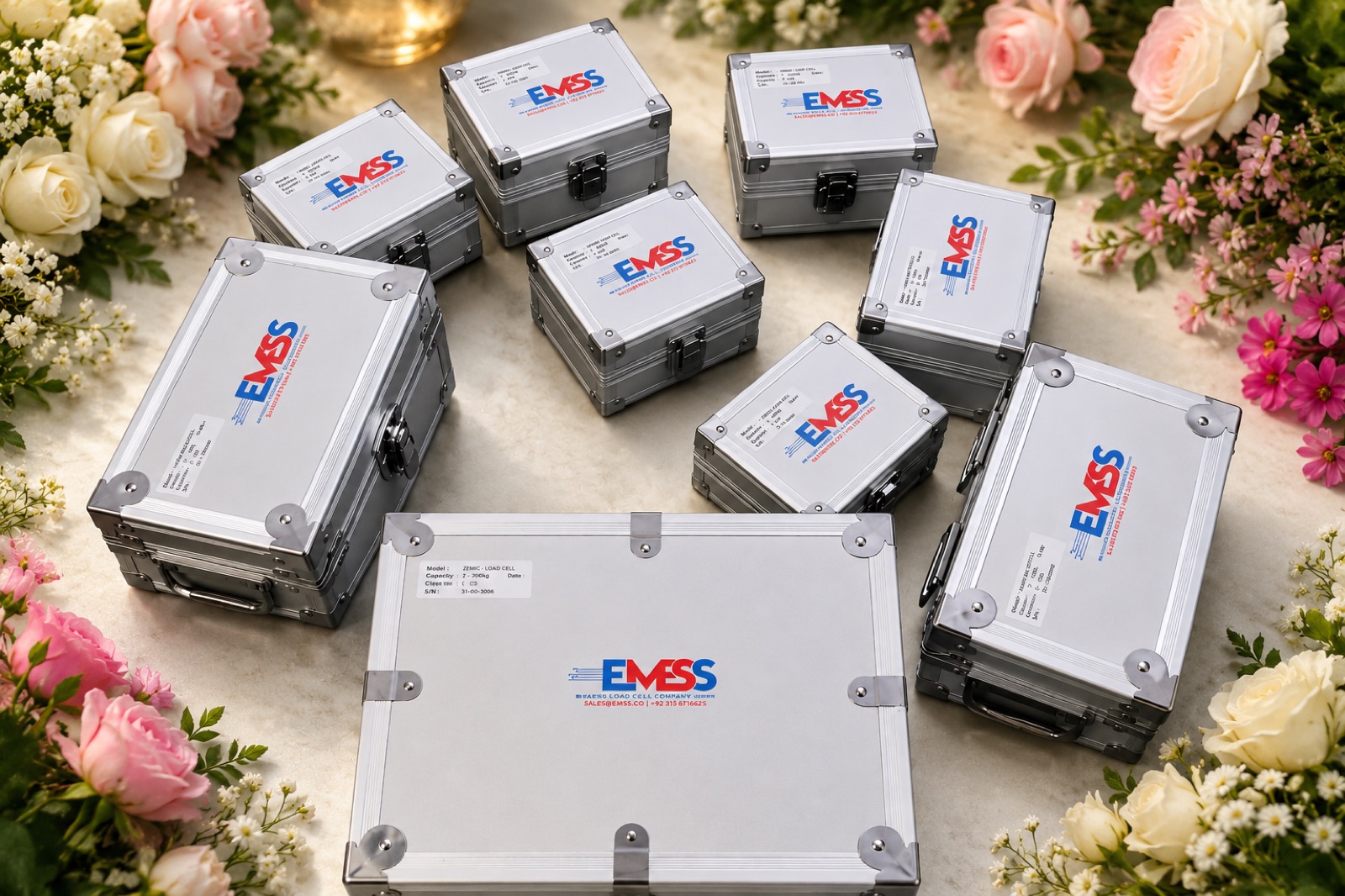Calibration weight set in a carrying case