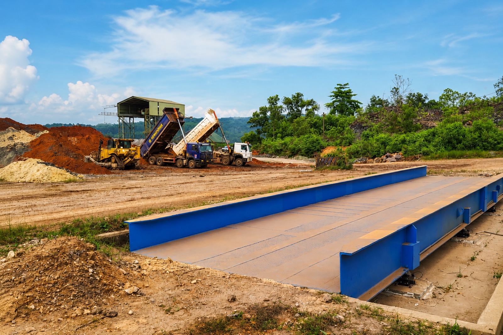 Shallow pit weighbridge at a quarry