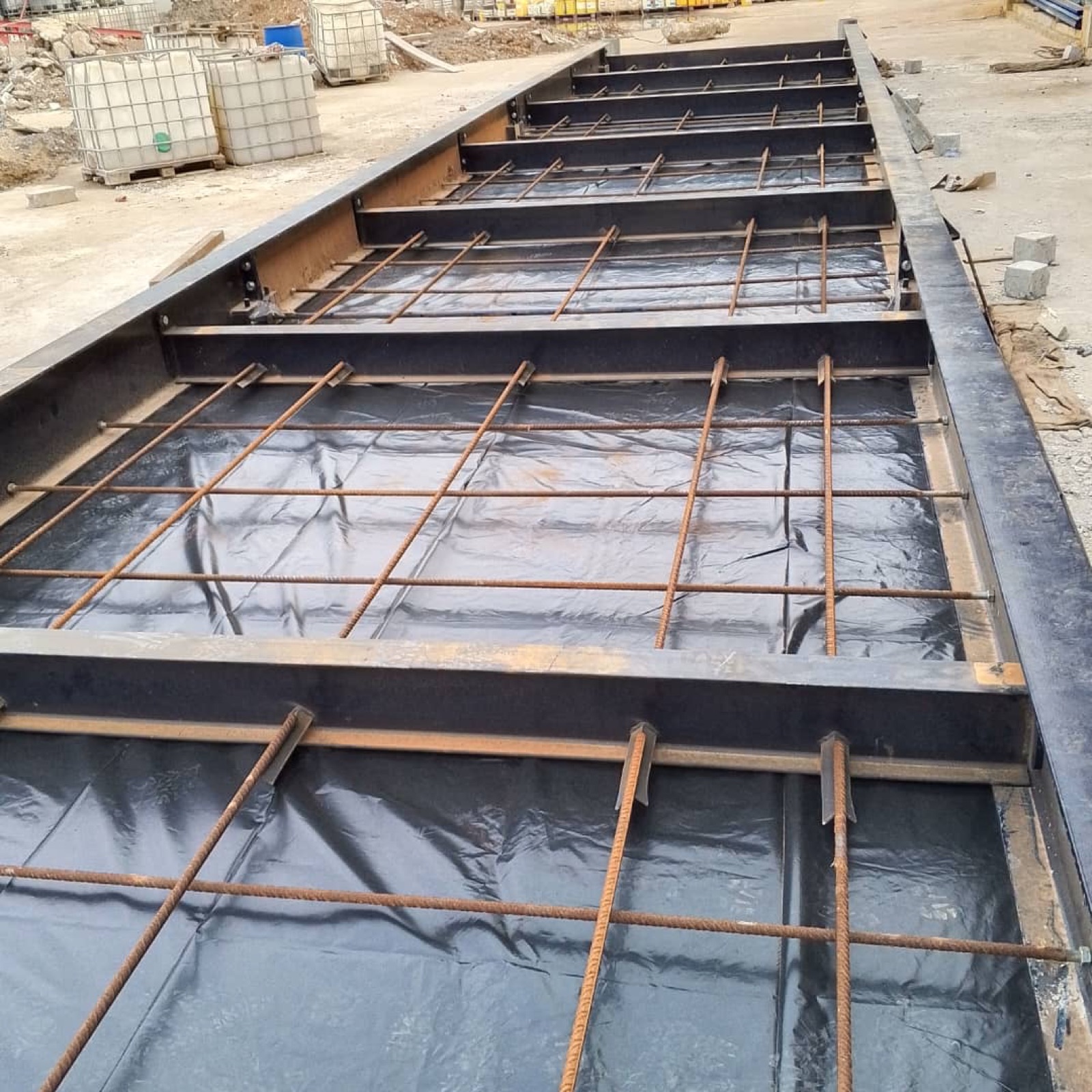 Weighbridge foundation rebar and waterproofing