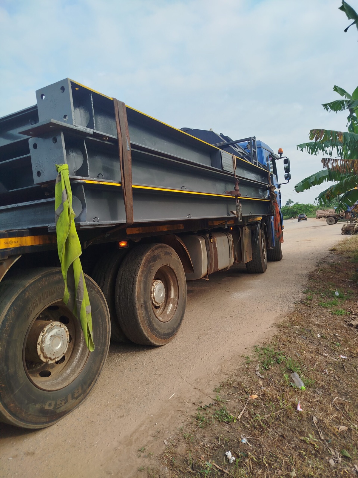 Weighbridge beams loaded on a flatbed truck